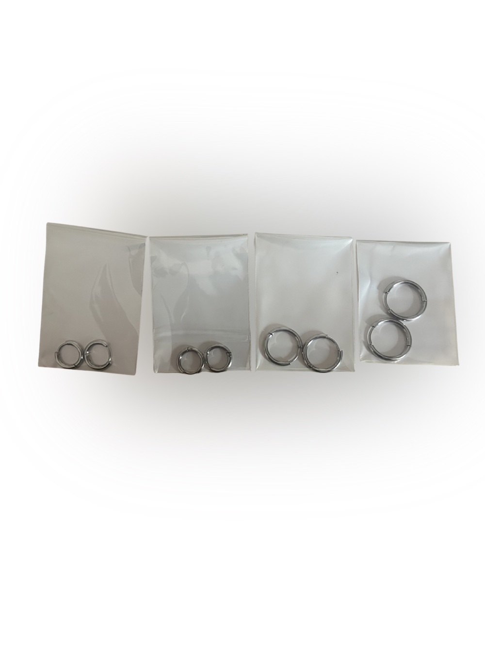 4 Pair Minimalist Lightweight Stackable Silver Hoop Earrings Huggies | New